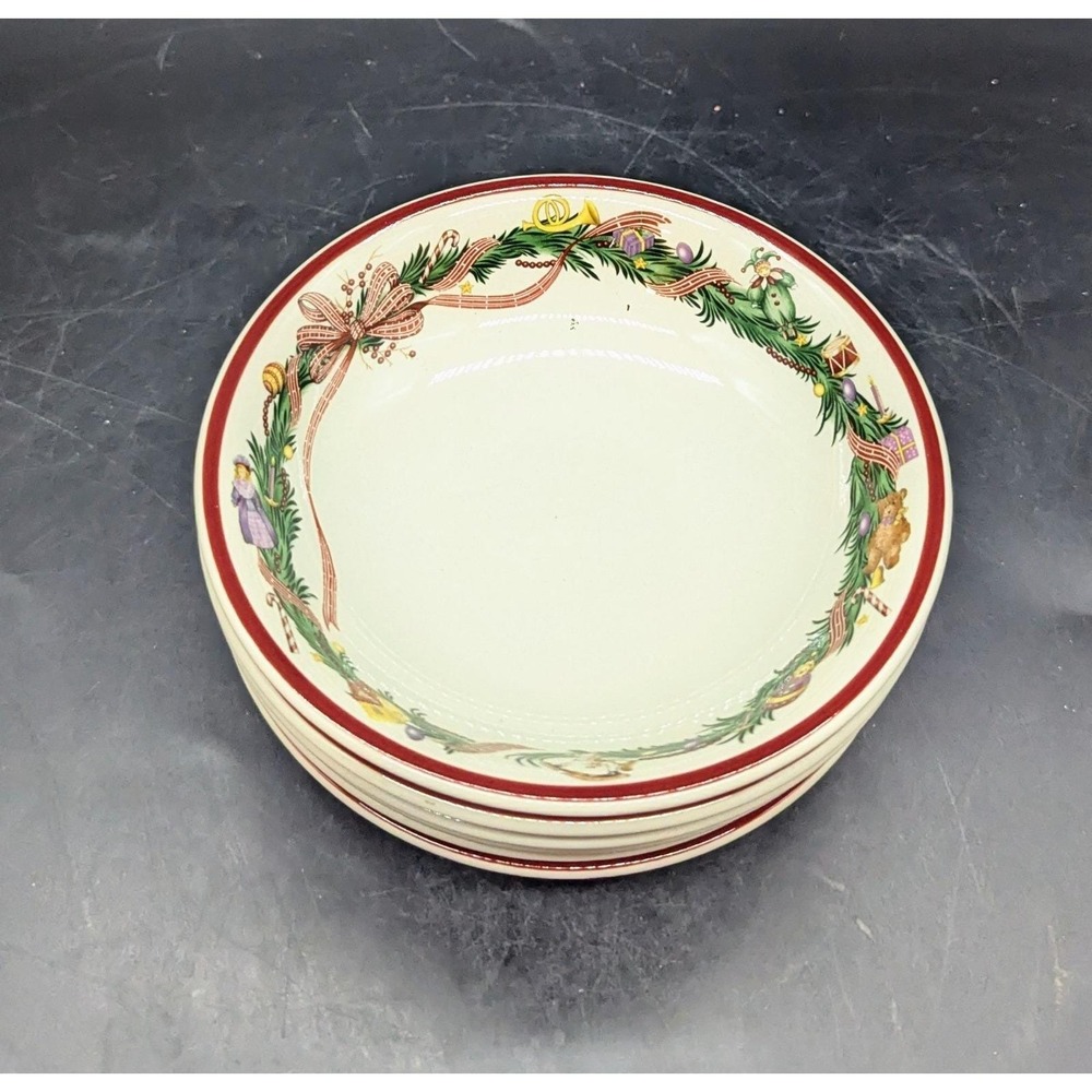 Vintage Spode Christmas Memories Cereal Bowl Coupe Magenta‎ Rim England 6.5"